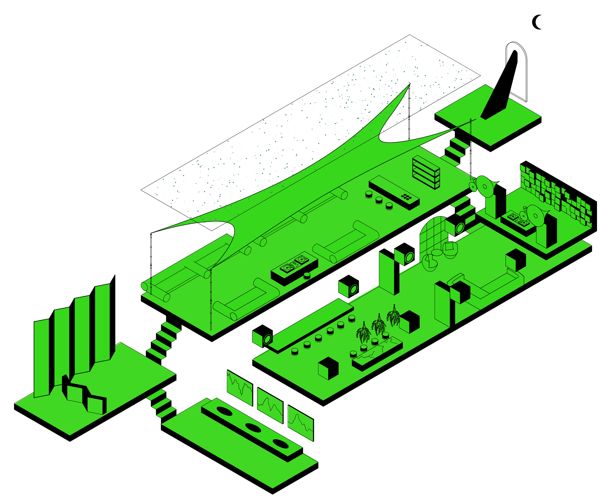 Isometric floorplan of 17 Little Portland Street
